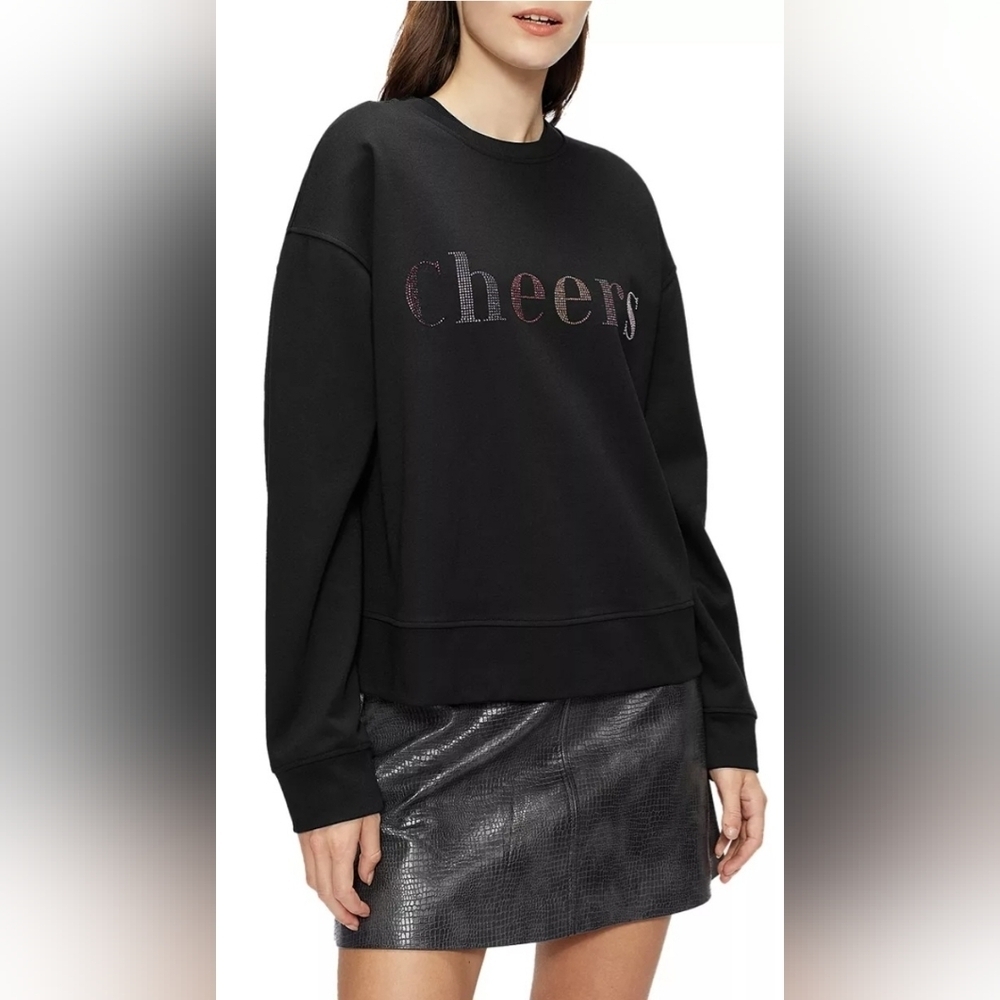 Ted Baker Zerah "Cheers" Embellished Graphic Sweatshirt Black Size L - Picture 3 of 14